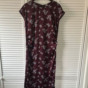 a new day Burgundy Floral Midi Dress